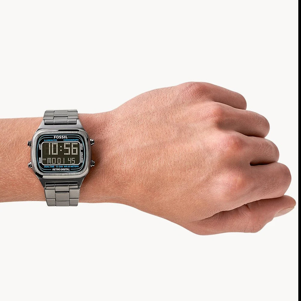 Men's Fossil Retro Digital Smoke  Watch - FS5846